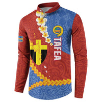 Tafea Province Button Sweatshirt Vanuatu Pattern Map - Plumeria Flag Color LT14 - Polynesian Pride