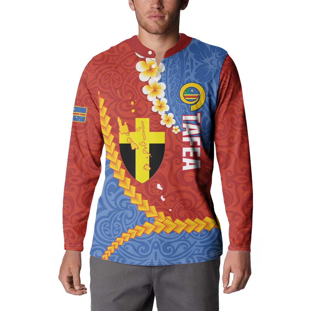 Tafea Province Button Sweatshirt Vanuatu Pattern Map - Plumeria Flag Color LT14 - Polynesian Pride