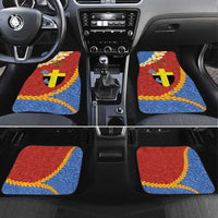 Tafea Province Car Mats Vanuatu Pattern Map - Plumeria Flag Color LT14 Set 4pcs Red - Polynesian Pride