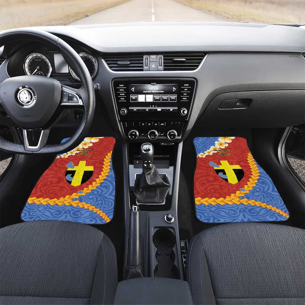 Tafea Province Car Mats Vanuatu Pattern Map - Plumeria Flag Color LT14 Set 2pcs - Front Red - Polynesian Pride