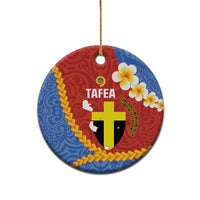 Tafea Province Ceramic Ornament Vanuatu Pattern Map - Plumeria Flag Color LT14 - Polynesian Pride
