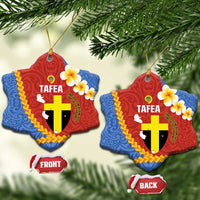 Tafea Province Ceramic Ornament Vanuatu Pattern Map - Plumeria Flag Color LT14 Snow Flake Red - Polynesian Pride