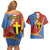 Tafea Province Couples Matching Off Shoulder Short Dress and Hawaiian Shirt Vanuatu Pattern Map - Plumeria Flag Color