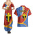 Tafea Province Couples Matching Summer Maxi Dress and Hawaiian Shirt Vanuatu Pattern Map - Plumeria Flag Color