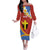 Tafea Province Family Matching Off The Shoulder Long Sleeve Dress and Hawaiian Shirt Vanuatu Pattern Map - Plumeria Flag Color