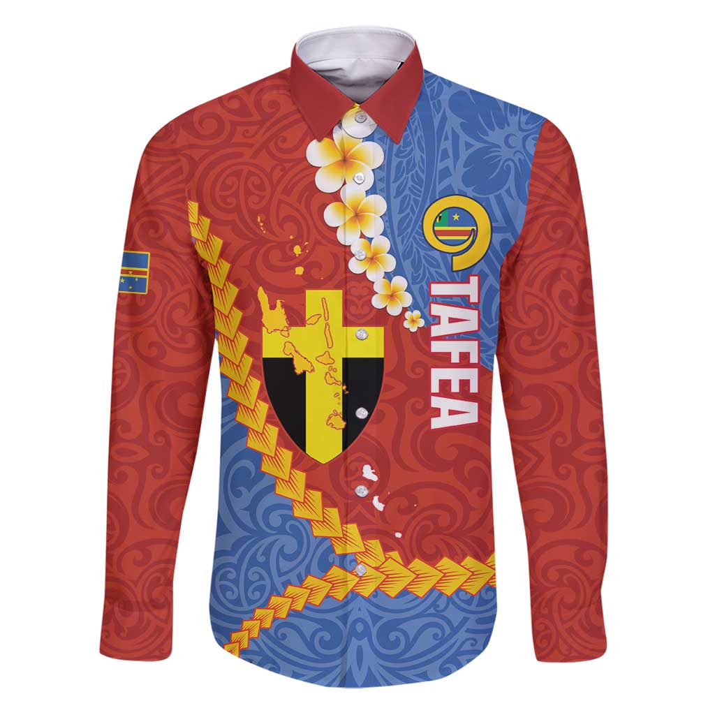 Tafea Province Family Matching Puletasi and Hawaiian Shirt Vanuatu Pattern Map - Plumeria Flag Color