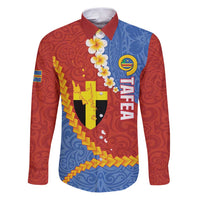 Tafea Province Family Matching Puletasi and Hawaiian Shirt Vanuatu Pattern Map - Plumeria Flag Color