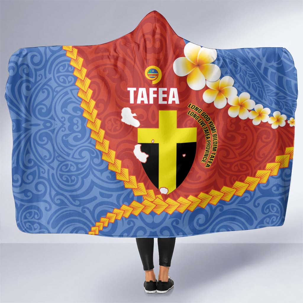Tafea Province Hooded Blanket Vanuatu Pattern Map - Plumeria Flag Color LT14 One Size Red - Polynesian Pride