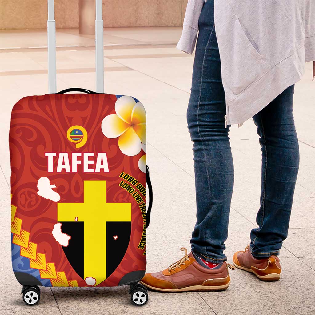 Tafea Province Luggage Cover Vanuatu Pattern Map - Plumeria Flag Color