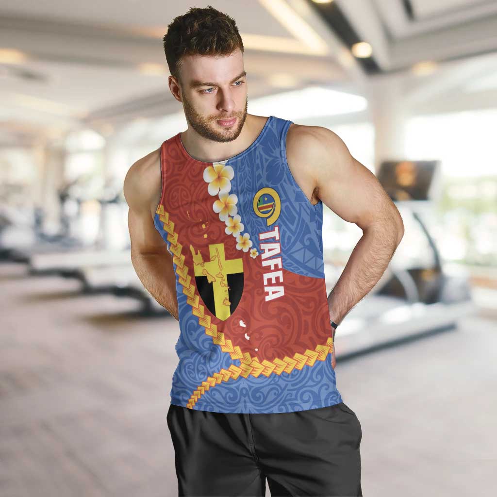 Tafea Province Men Tank Top Vanuatu Pattern Map - Plumeria Flag Color LT14 Red - Polynesian Pride
