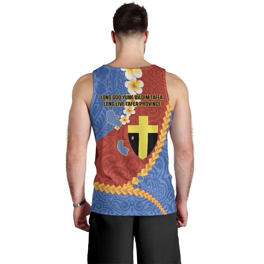 Tafea Province Men Tank Top Vanuatu Pattern Map - Plumeria Flag Color LT14 - Polynesian Pride