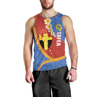 Tafea Province Men Tank Top Vanuatu Pattern Map - Plumeria Flag Color LT14 - Polynesian Pride