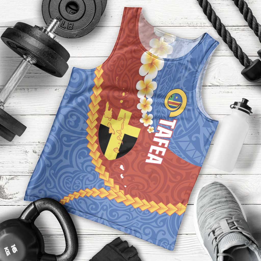 Tafea Province Men Tank Top Vanuatu Pattern Map - Plumeria Flag Color LT14 - Polynesian Pride