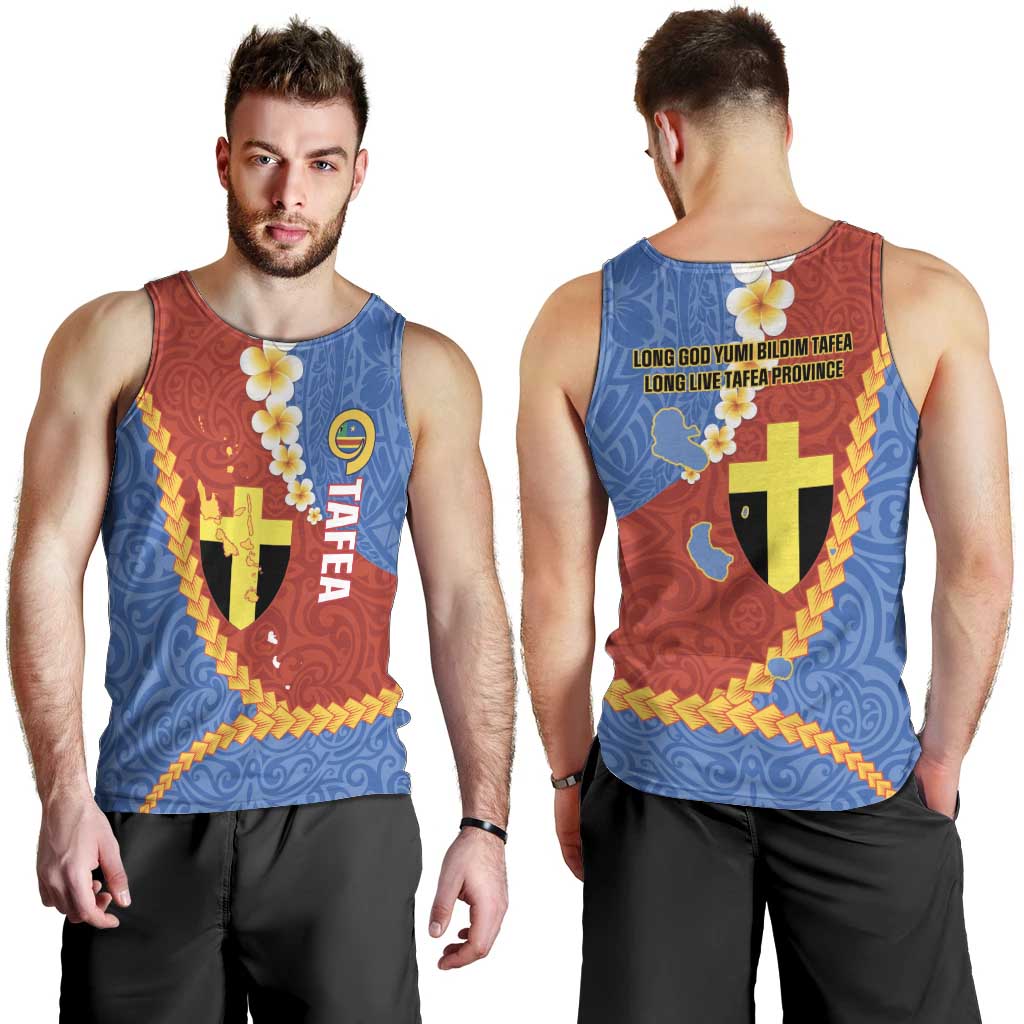 Tafea Province Men Tank Top Vanuatu Pattern Map - Plumeria Flag Color LT14 - Polynesian Pride