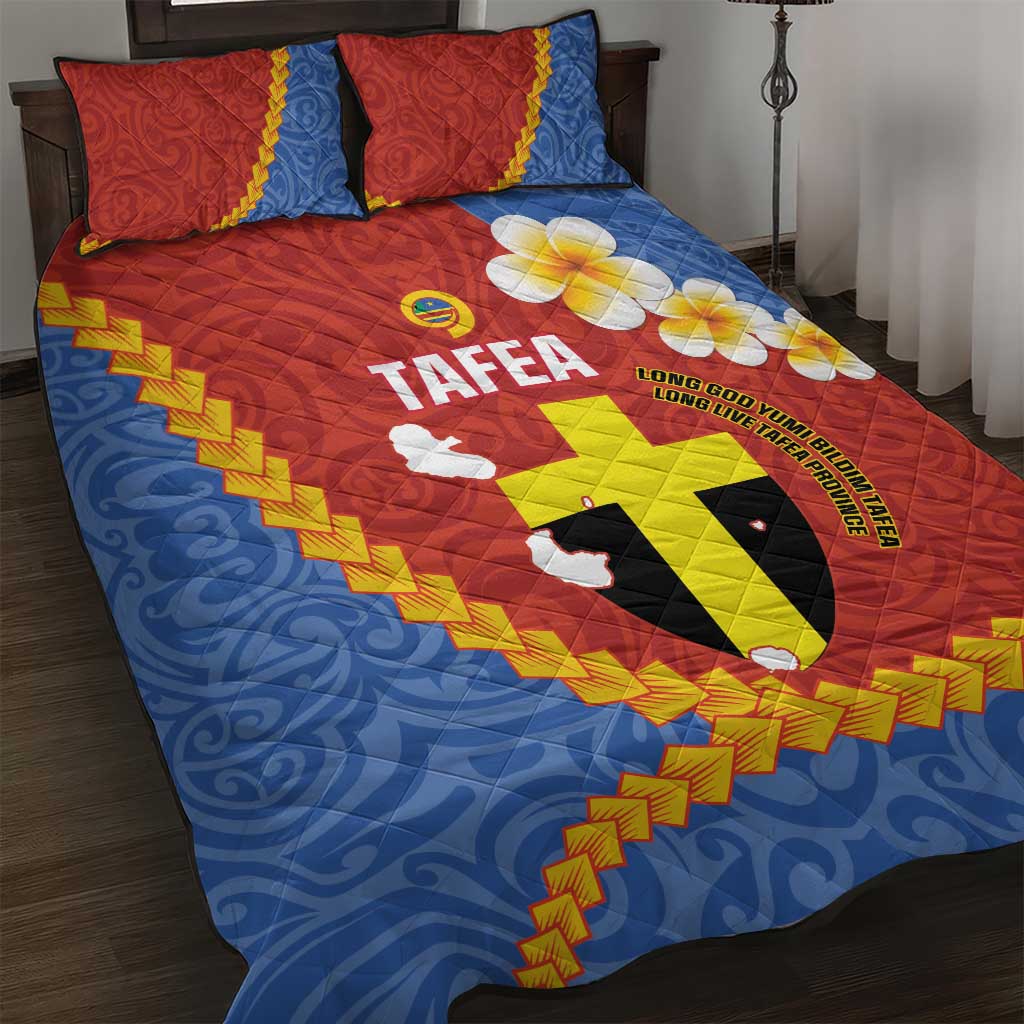 Tafea Province Quilt Bed Set Vanuatu Pattern Map - Plumeria Flag Color LT14 Red - Polynesian Pride