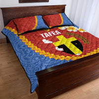 Tafea Province Quilt Bed Set Vanuatu Pattern Map - Plumeria Flag Color LT14 - Polynesian Pride
