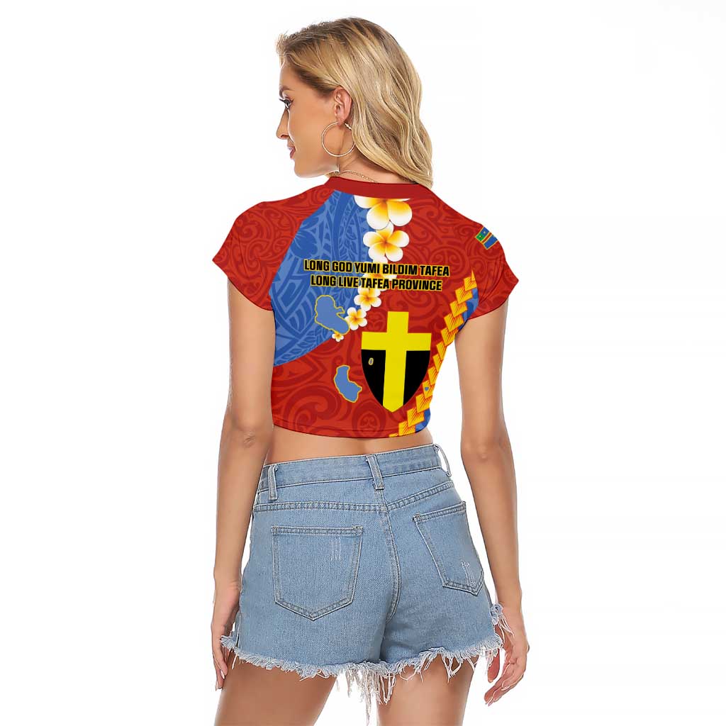 Tafea Province Raglan Cropped T Shirt Vanuatu Pattern Map - Plumeria Flag Color LT14 - Polynesian Pride