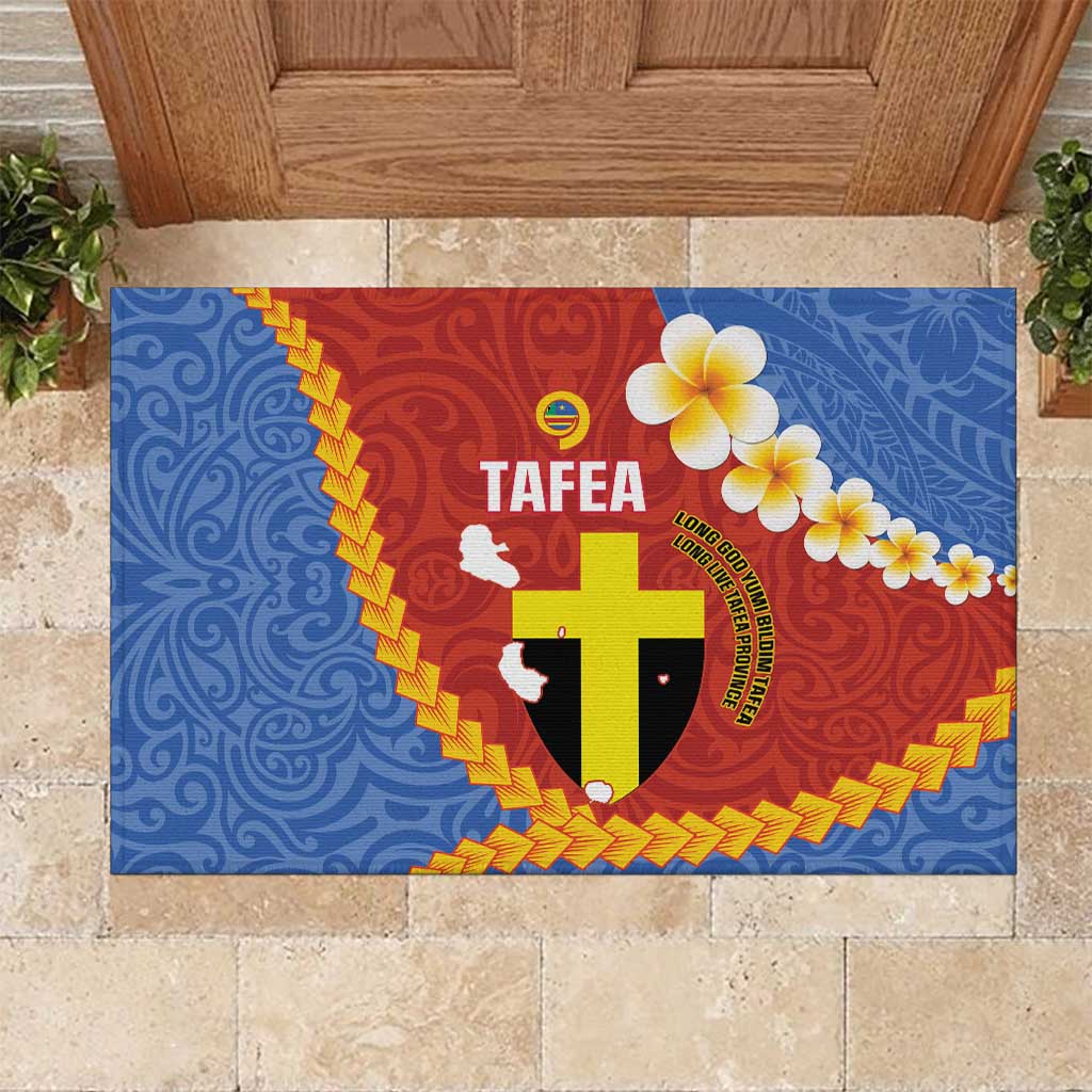 Tafea Province Rubber Doormat Vanuatu Pattern Map - Plumeria Flag Color LT14 Red - Polynesian Pride