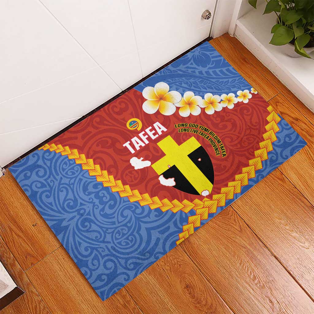 Tafea Province Rubber Doormat Vanuatu Pattern Map - Plumeria Flag Color LT14 - Polynesian Pride