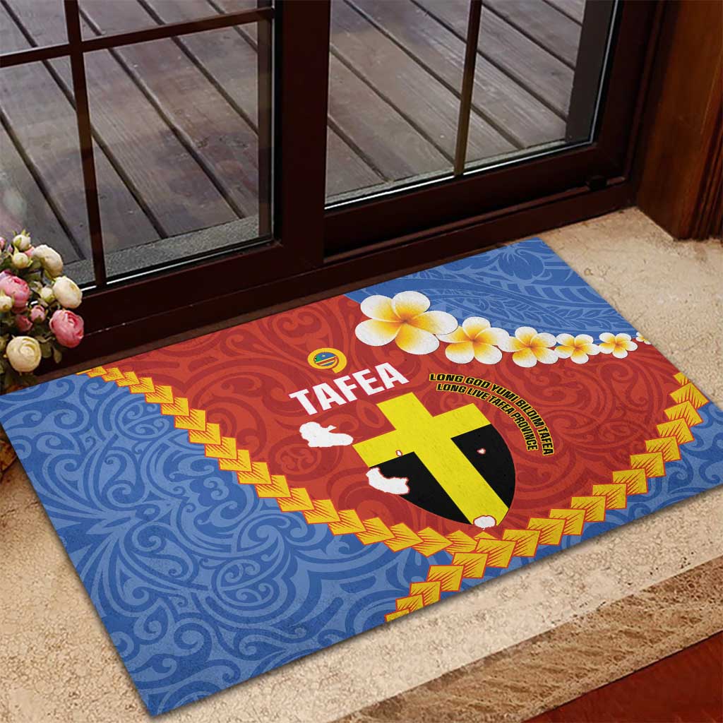 Tafea Province Rubber Doormat Vanuatu Pattern Map - Plumeria Flag Color LT14 - Polynesian Pride