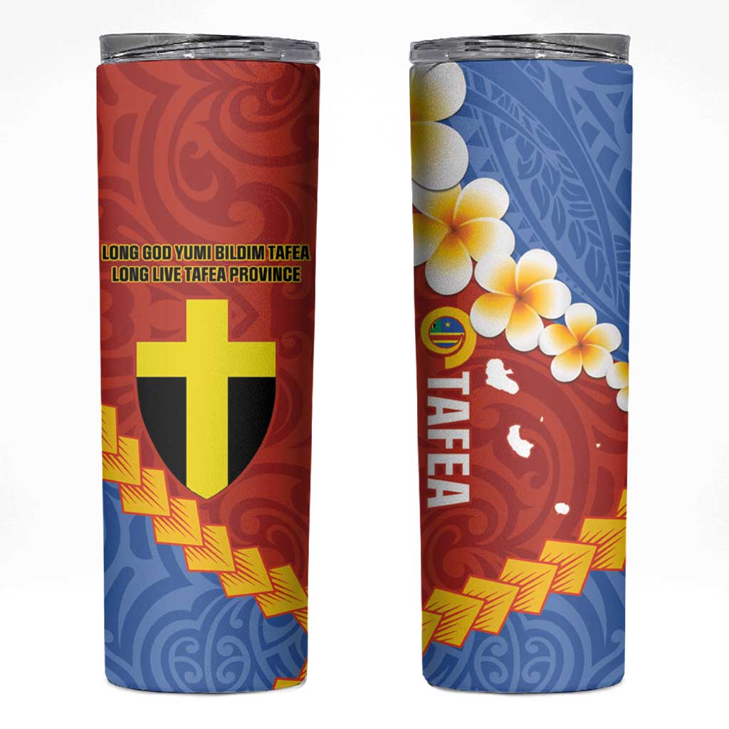 Tafea Province Skinny Tumbler Vanuatu Pattern Map With Plumeria Flag Color