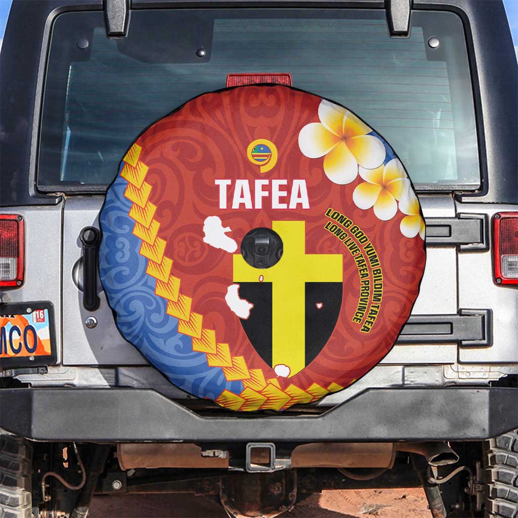Tafea Province Spare Tire Cover Vanuatu Pattern Map - Plumeria Flag Color LT14 Red - Polynesian Pride