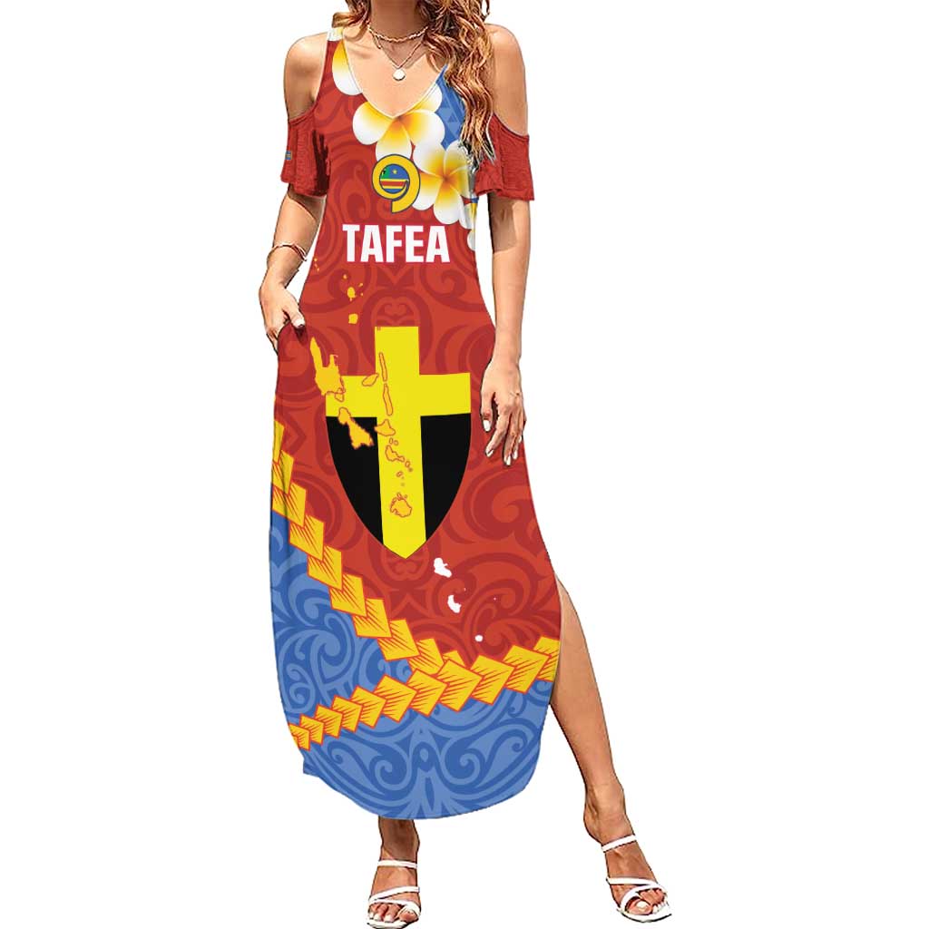 Tafea Province Summer Maxi Dress Vanuatu Pattern Map - Plumeria Flag Color LT14 Women Red - Polynesian Pride