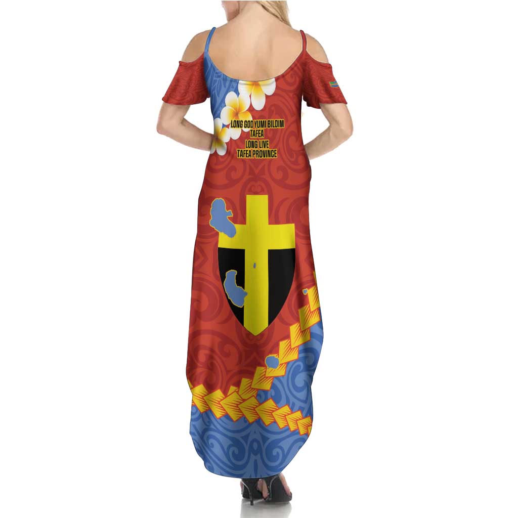 Tafea Province Summer Maxi Dress Vanuatu Pattern Map - Plumeria Flag Color LT14 - Polynesian Pride