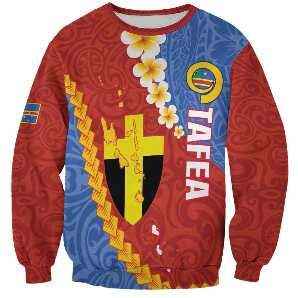 Tafea Province Sweatshirt Vanuatu Pattern Map - Plumeria Flag Color LT14 Unisex Red - Polynesian Pride