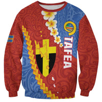 Tafea Province Sweatshirt Vanuatu Pattern Map - Plumeria Flag Color LT14 Unisex Red - Polynesian Pride