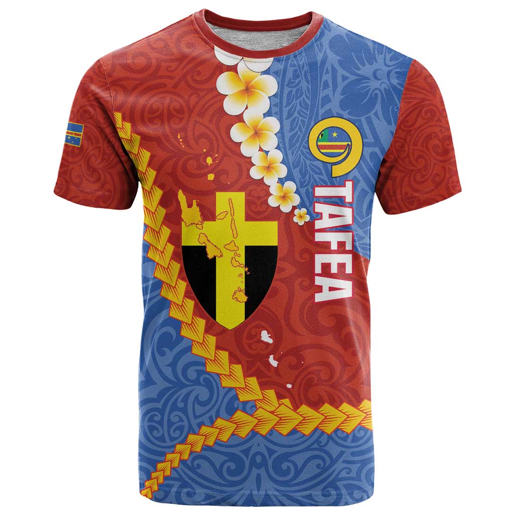 Tafea Province T Shirt Vanuatu Pattern Map - Plumeria Flag Color LT14 Red - Polynesian Pride
