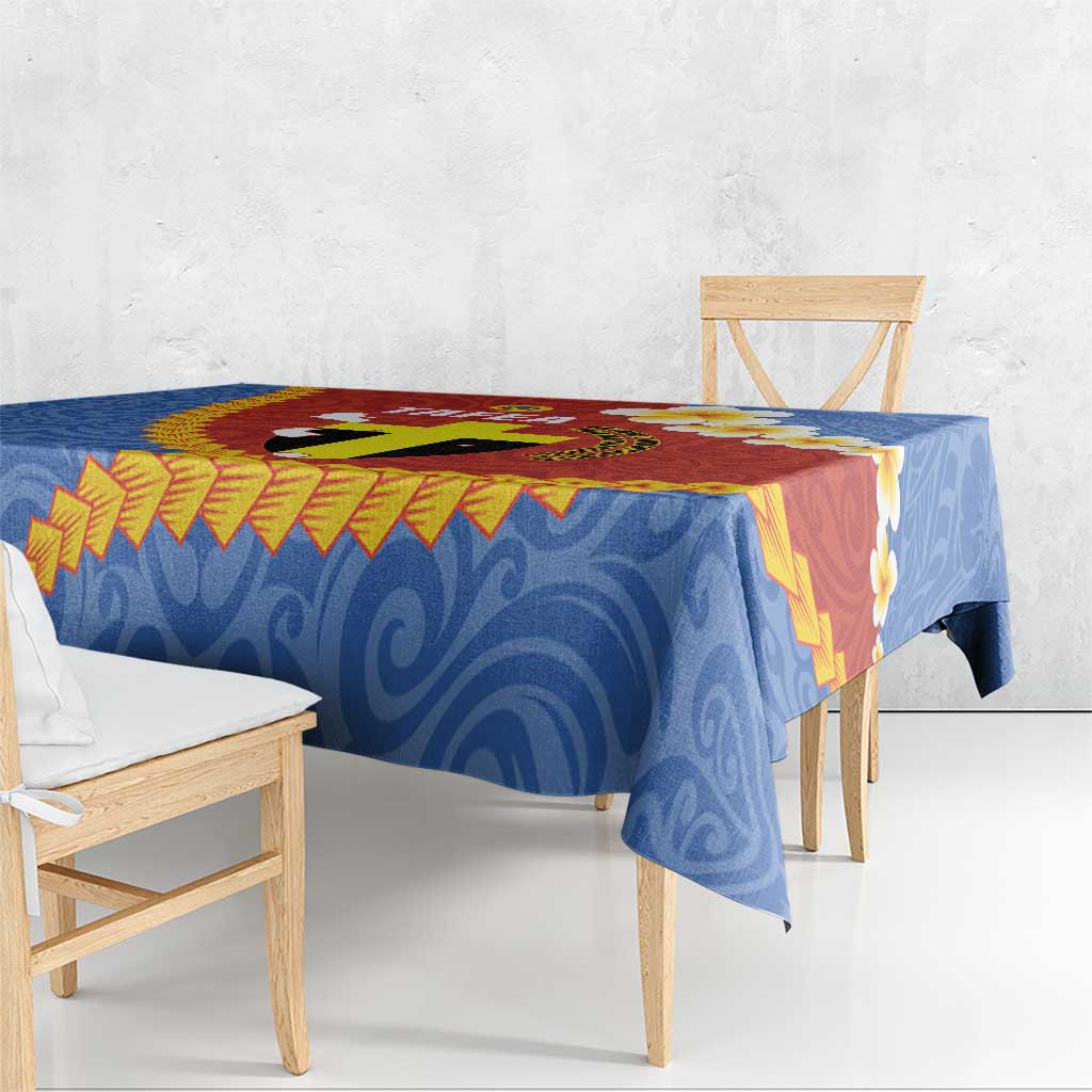 Tafea Province Tablecloth Vanuatu Pattern Map - Plumeria Flag Color LT14 - Polynesian Pride