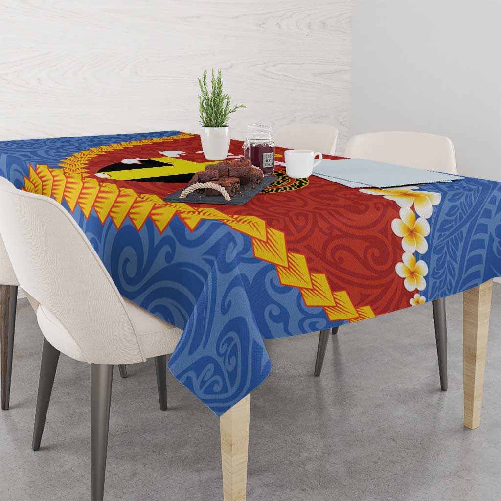 Tafea Province Tablecloth Vanuatu Pattern Map - Plumeria Flag Color LT14 - Polynesian Pride