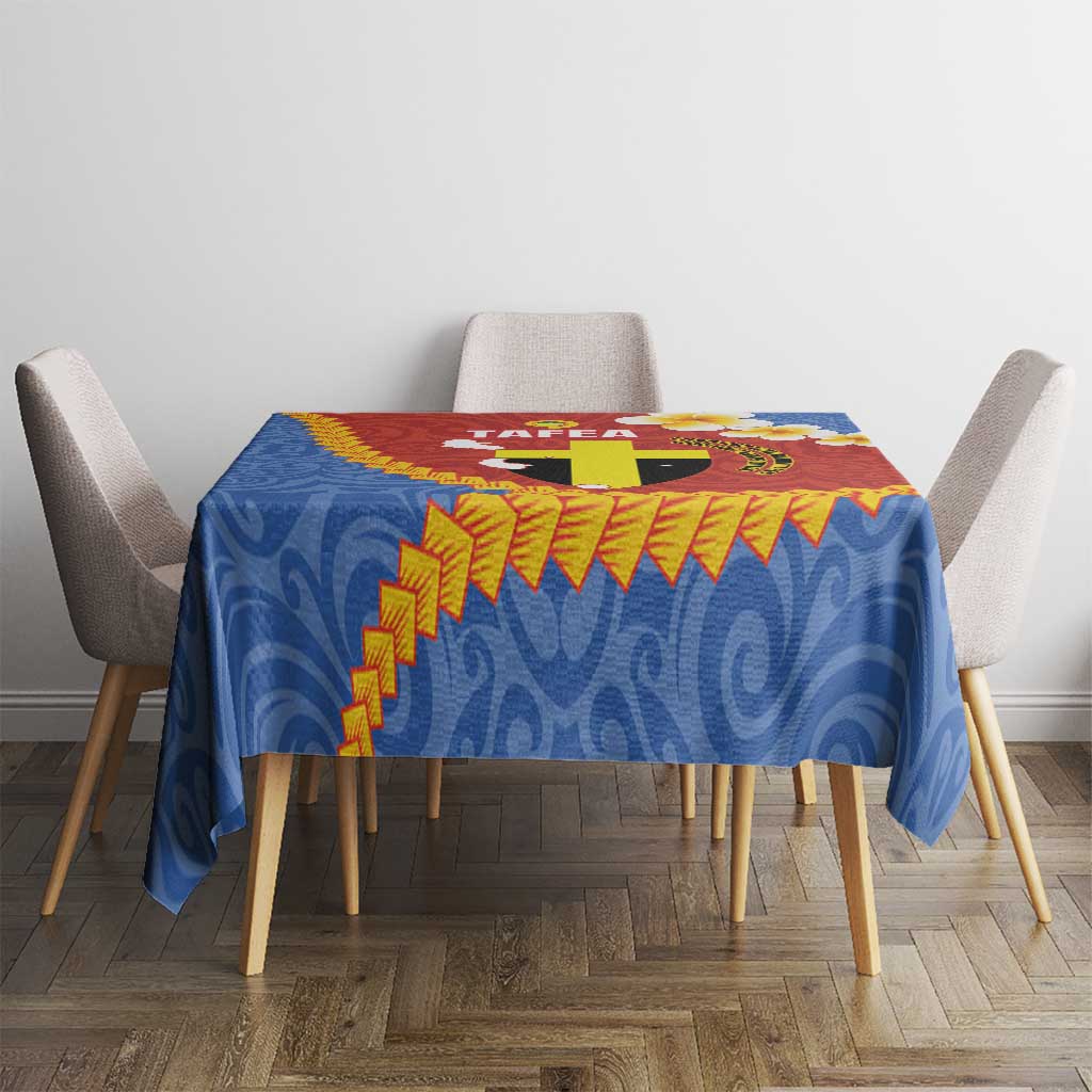 Tafea Province Tablecloth Vanuatu Pattern Map - Plumeria Flag Color LT14 - Polynesian Pride