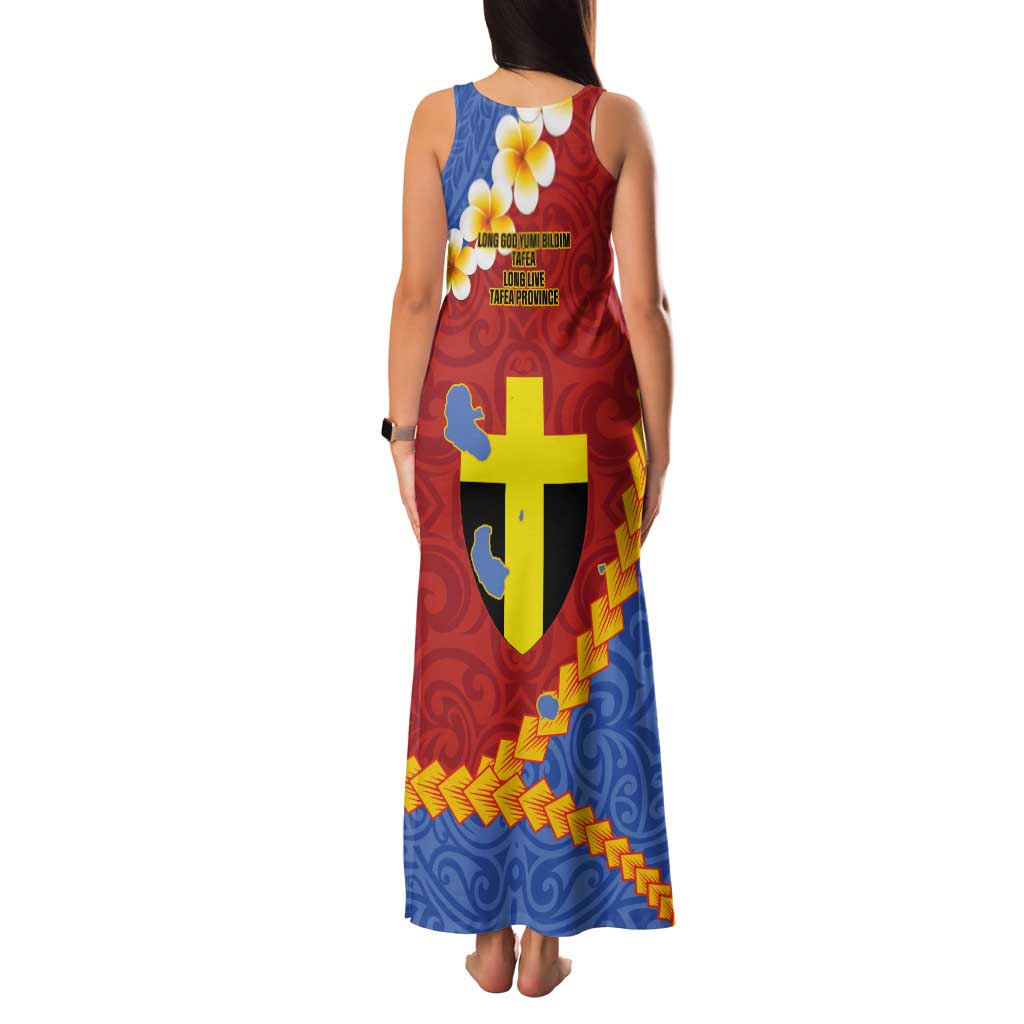 Tafea Province Tank Maxi Dress Vanuatu Pattern Map - Plumeria Flag Color LT14 - Polynesian Pride