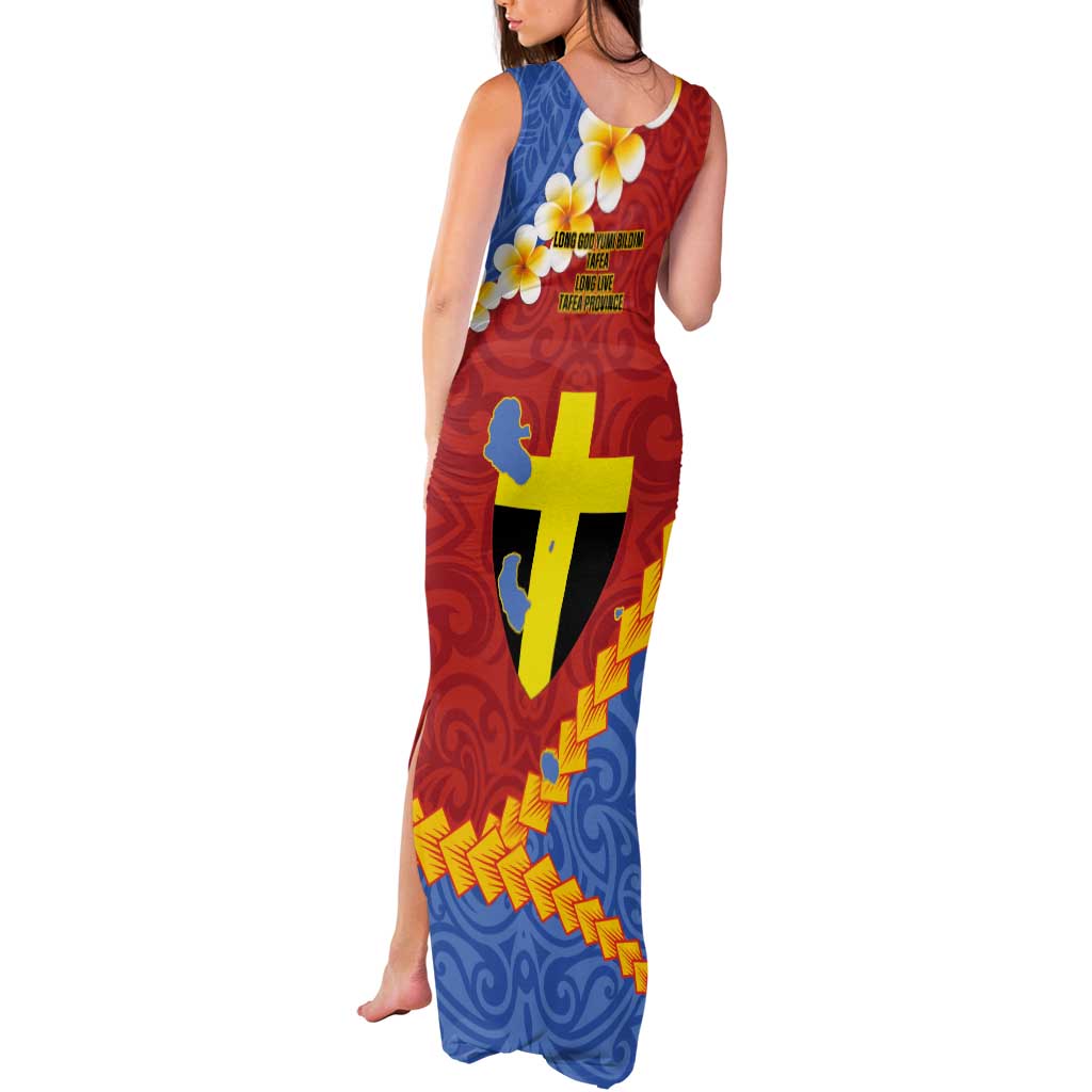Tafea Province Tank Maxi Dress Vanuatu Pattern Map - Plumeria Flag Color LT14 - Polynesian Pride