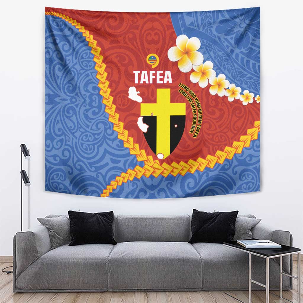 Tafea Province Tapestry Vanuatu Pattern Map - Plumeria Flag Color