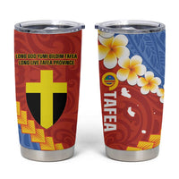 Tafea Province Tumbler Cup Vanuatu Pattern Map With Plumeria Flag Color LT14 Red - Polynesian Pride