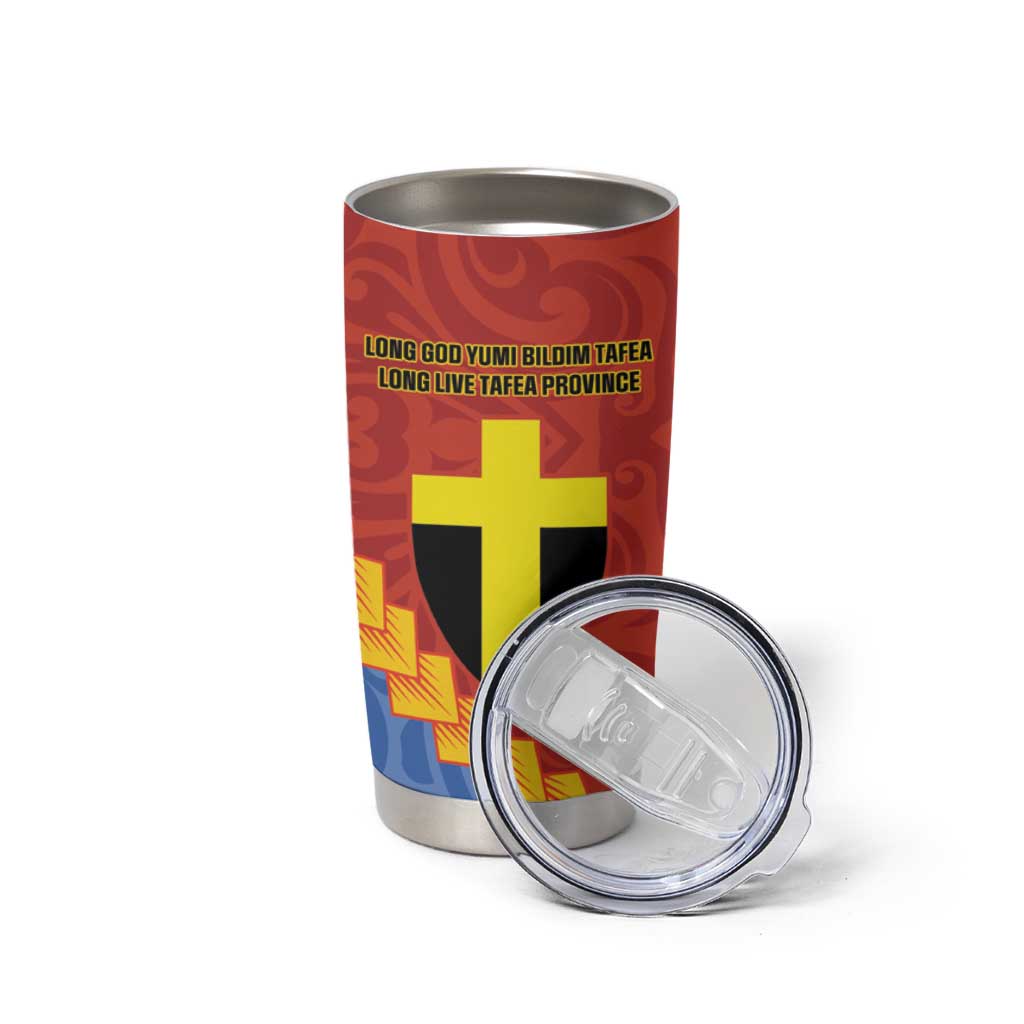 Tafea Province Tumbler Cup Vanuatu Pattern Map With Plumeria Flag Color LT14 - Polynesian Pride