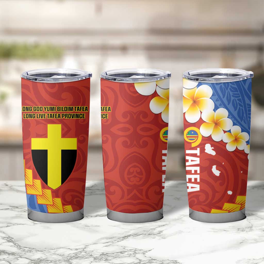 Tafea Province Tumbler Cup Vanuatu Pattern Map With Plumeria Flag Color LT14 - Polynesian Pride