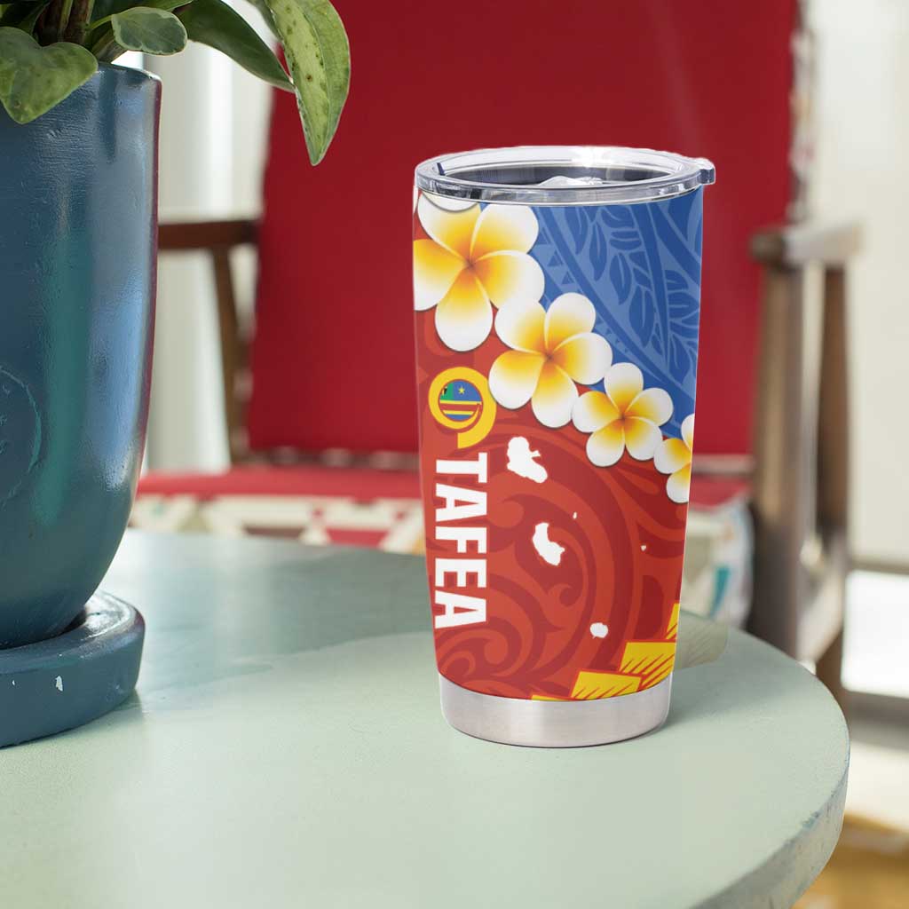 Tafea Province Tumbler Cup Vanuatu Pattern Map With Plumeria Flag Color LT14 - Polynesian Pride