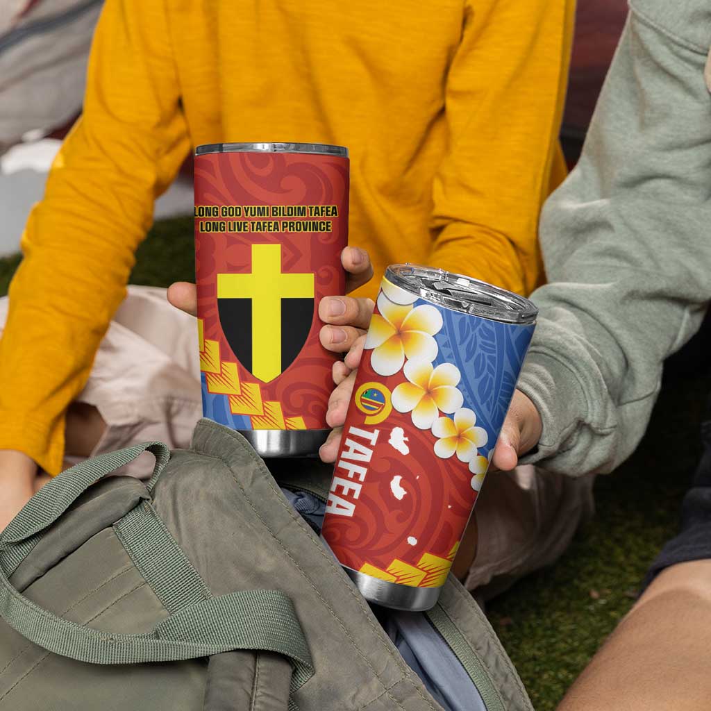Tafea Province Tumbler Cup Vanuatu Pattern Map With Plumeria Flag Color LT14 - Polynesian Pride