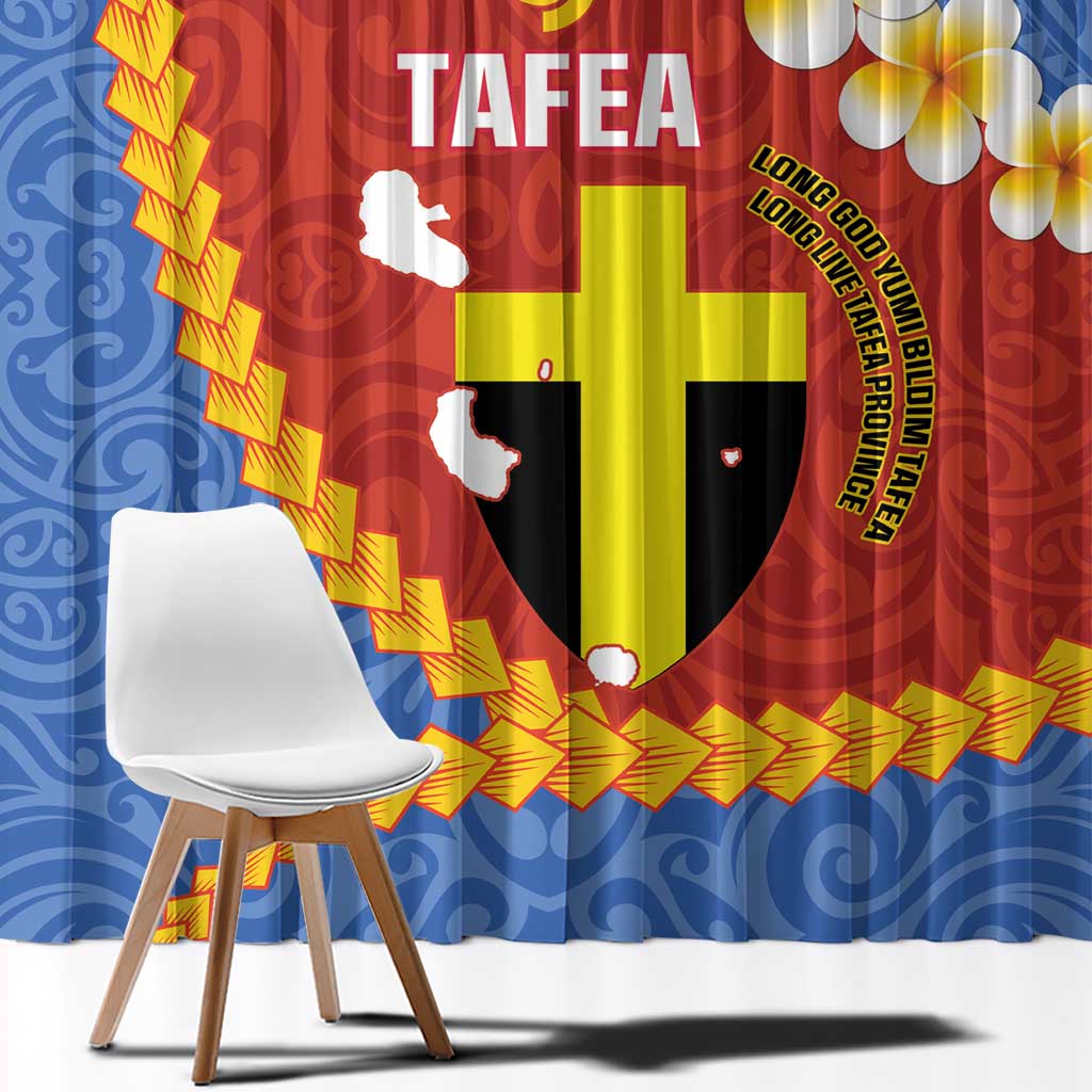 Tafea Province Window Curtain Vanuatu Pattern Map - Plumeria Flag Color LT14 - Polynesian Pride