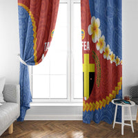 Tafea Province Window Curtain Vanuatu Pattern Map - Plumeria Flag Color LT14 - Polynesian Pride