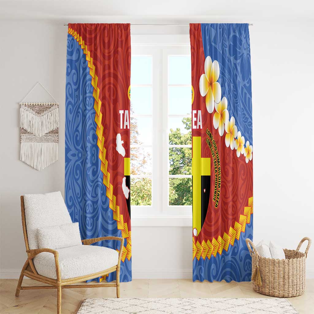 Tafea Province Window Curtain Vanuatu Pattern Map - Plumeria Flag Color LT14 - Polynesian Pride