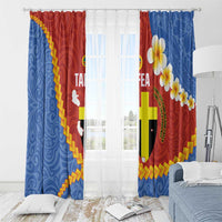 Tafea Province Window Curtain Vanuatu Pattern Map - Plumeria Flag Color LT14 - Polynesian Pride