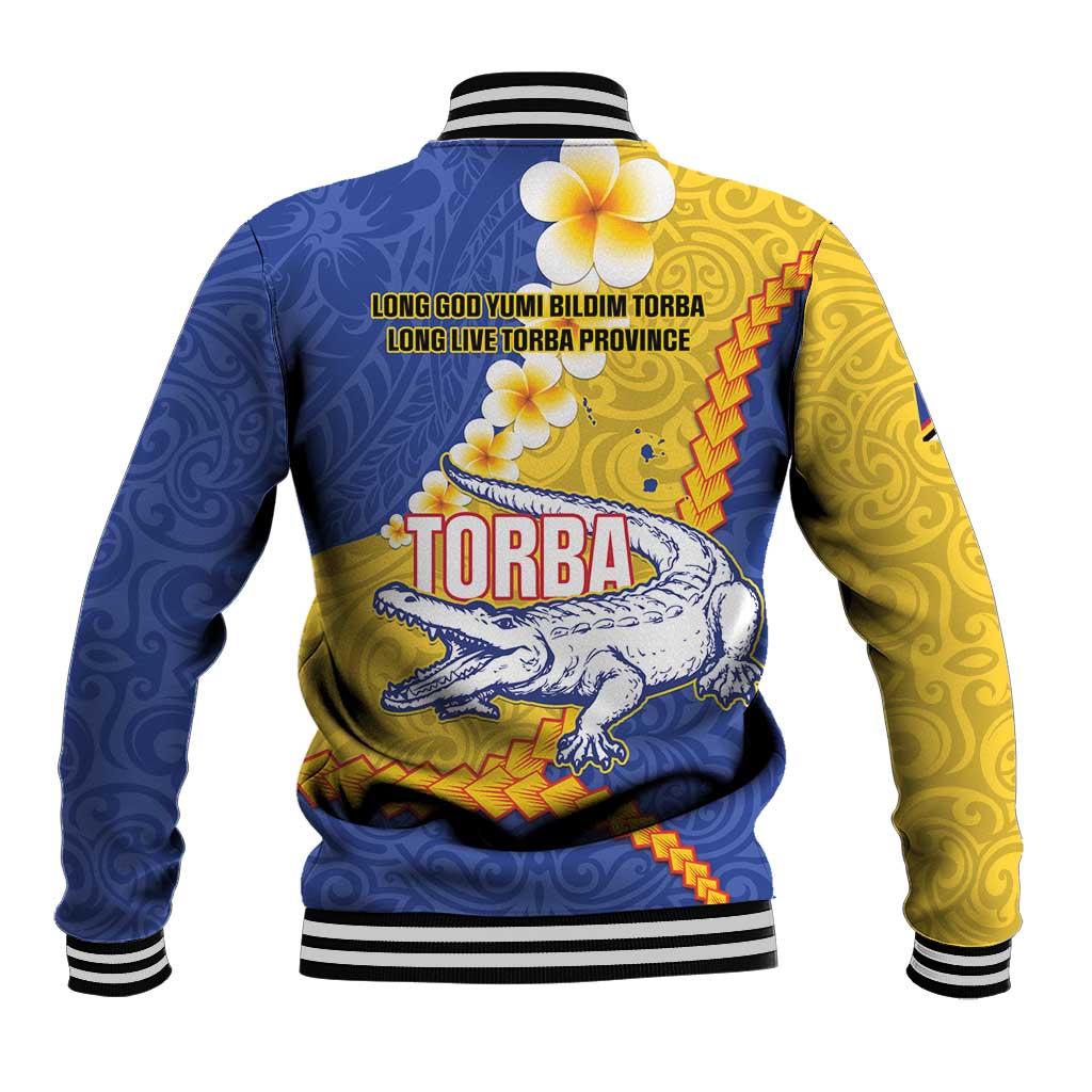 Torba Province Baseball Jacket Vanuatu Pattern Crocodile - Plumeria Flag Color LT14 - Polynesian Pride