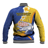 Torba Province Baseball Jacket Vanuatu Pattern Crocodile - Plumeria Flag Color LT14 - Polynesian Pride