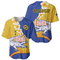 Torba Province Baseball Jersey Vanuatu Pattern Crocodile - Plumeria Flag Color