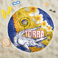 Torba Province Beach Blanket Vanuatu Pattern Crocodile - Plumeria Flag Color LT14 One Size 150cm Yellow - Polynesian Pride